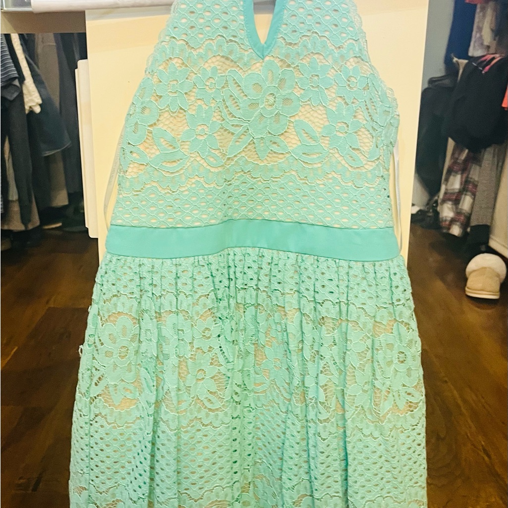 Mint Green Lace Halter Dress